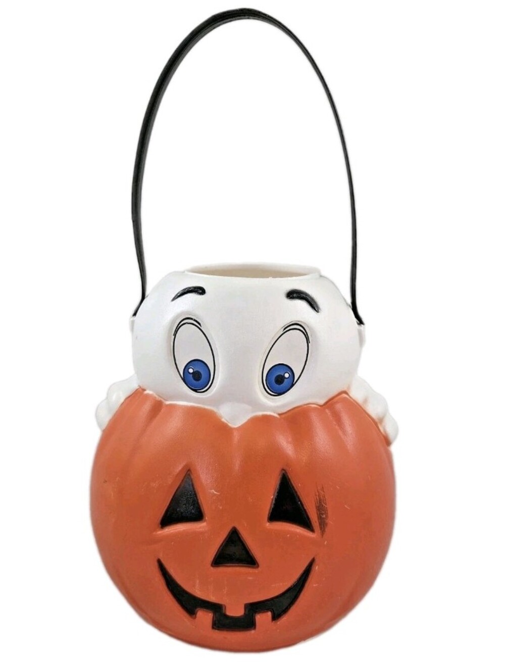 Vintage 1995 Empire Casper Friendly Ghost Pumpkin Blow Mold Candy Bucket Pail